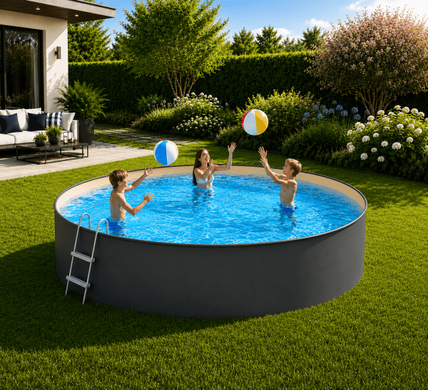 Pool rund 0,90 m hög