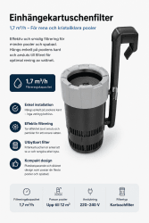 Inhängnings-patronfilter / Skimfilter (12V) för pooler – 1,7 m³/h