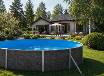 Zoom bild av Poolpaket 1,20 m hög - 5,50 x 3,70 m - "Azuro Rattan Oval"